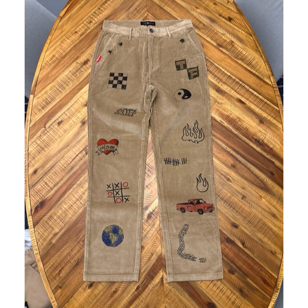 Teddy Fresh Corduroy Doodles Pants, Relaxed Fit Unisex size 30